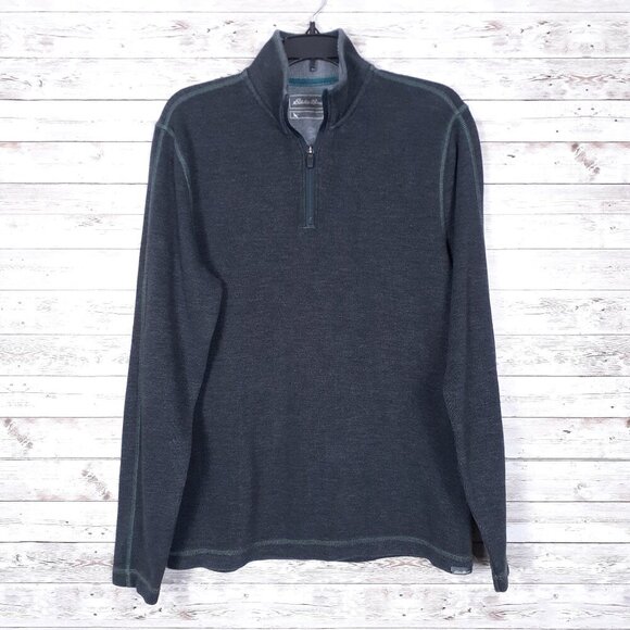 Eddie Bauer Mens 1/4 Zip Sweater Small Pullover Gray 246 - Picture 1 of 4
